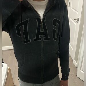 Dark grey gap zip up sweater